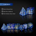 Pure Natural Gemstone Crystal Dice, Handmade Real Natural Stone DND RPG Polyhedral Dice Set of 7pcs