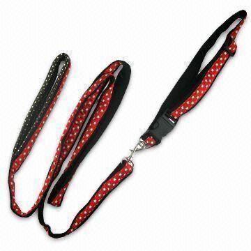 Dog Leash, Made of Polyester, Foam Stuffed and PU Leather Lining for Handle