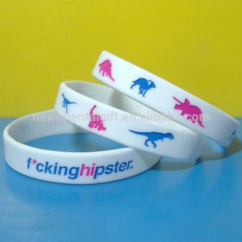 Custom Animal Logo Silicone Wristbands/Color Filled Silicone Wristbands