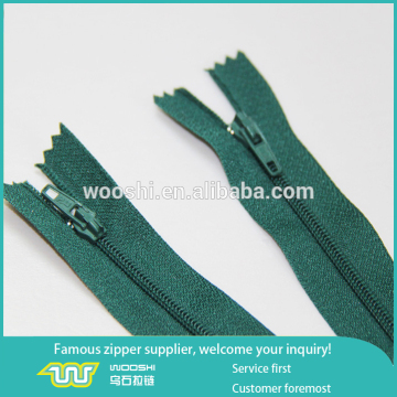 Green clothes upholstery zipper finished nylon zipper factory