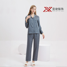 Charcoal Satin Leopard Pattern Loungewear Set