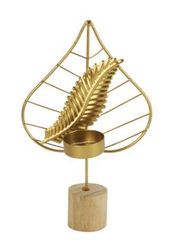 GOLD LEAF APPEARANCE IRON ORNAMENT (CANDLE HOLDER)