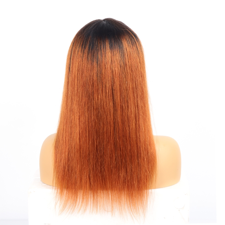 1B/30 Ombre Color 180% Density Brazilian Straight Human Hair Wigs With Bangs Remy Full Machine Made Human Hair Wigs For Women