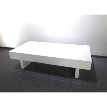 Mesa de café de extensión de alto brillo blanca moderna