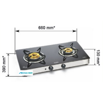 2 queimadores de vidro forjado Cooktop Auto Ignition