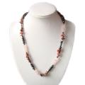 Rose quartz Hematite Gemstone Chip Necklace