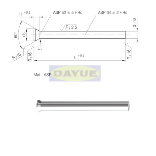 Koniskt huvudstans typ DA DIN 9861- HSS