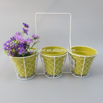 wholesale powder coated round wire mesh baskets unbreakable bamboo fiber plant fiber flower pot ECO plant pot round flower pot