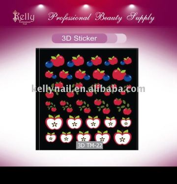 3D apple design nail art sticker