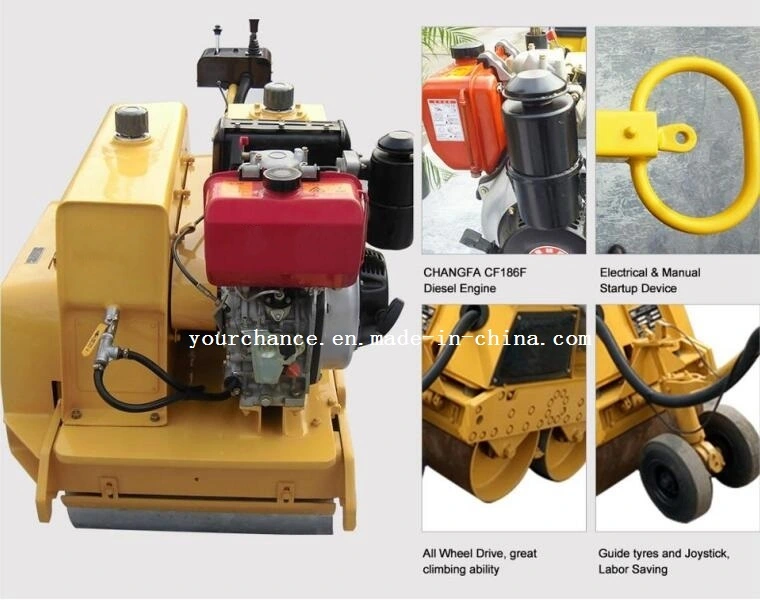 Made in China Compactor Ltc08Hz 0.8 Ton Hydraulic Vibratory Double Drums Road Roller with Seat