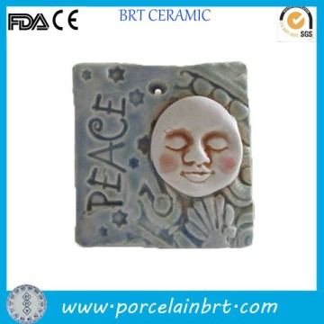 Peaceful moon face ceramic tile Hanging Decoration
