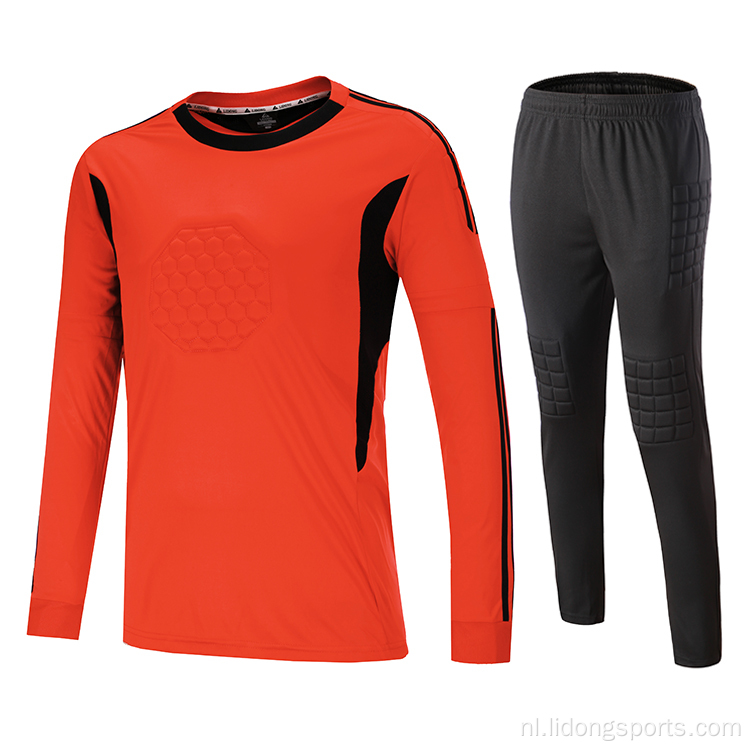 Groothandel aangepaste lange mouwen voetbal keeper jersey