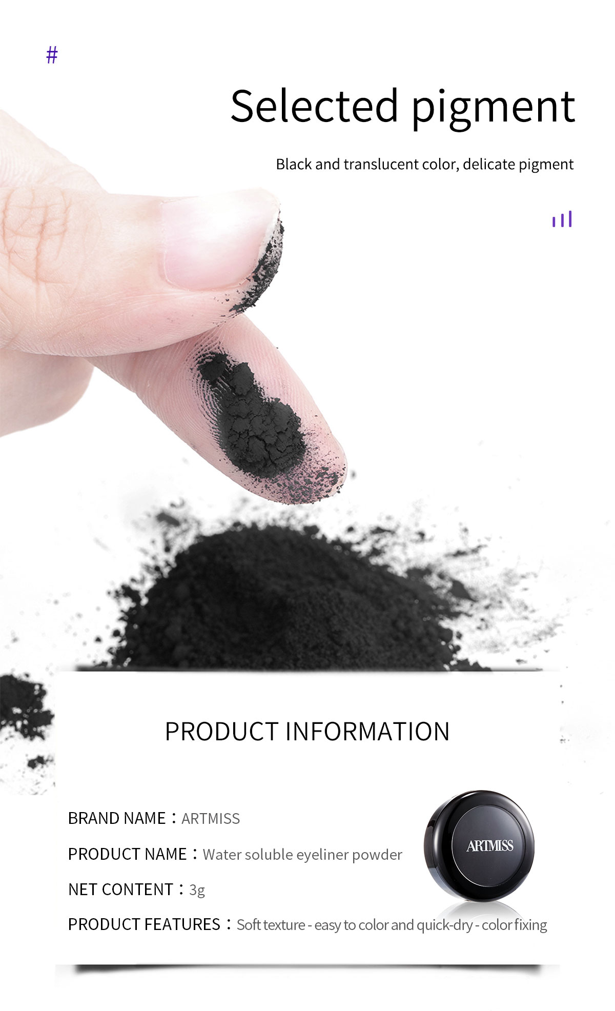 Black Water-Proof Long-Lasting Private Label Eyeliner Powder