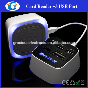 Laser engraved light up logo usb hub 3 ports hub