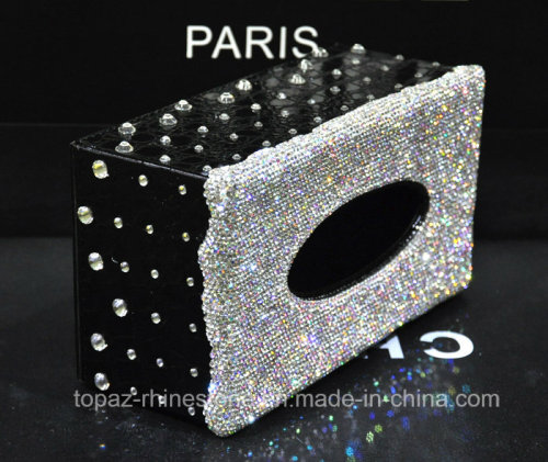 Handmade Crystal Rhinestone Diamond Paper Towel Holder Napkins Case Tissue Box (TB-008)