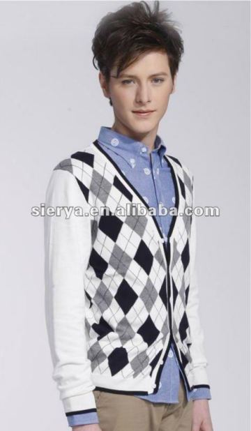 men's intarsia jacquard cardigan sweater knitwear