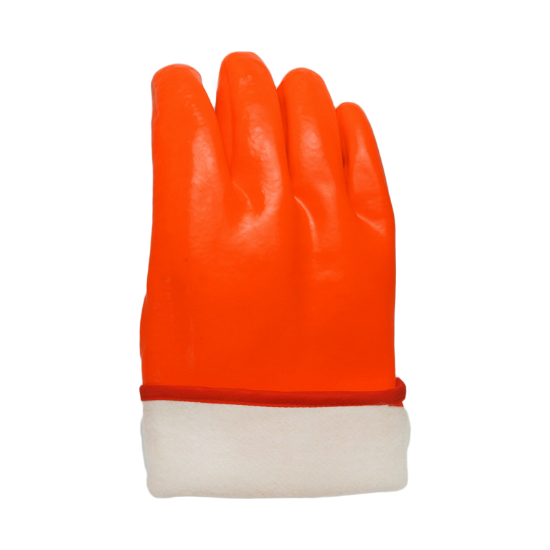 Fluorescent Orange Gauntlet Cuff PVC Gloves