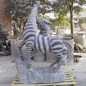 Hand carved garden stone marble zebra sculpture for outdoor