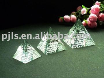 Crystal pyramid paperweight