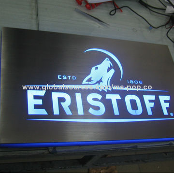 Pub Sign Box, Made of Acrylic, Brush Panel Surface, LED Light Up for Branding, Dimmer for Adjustable