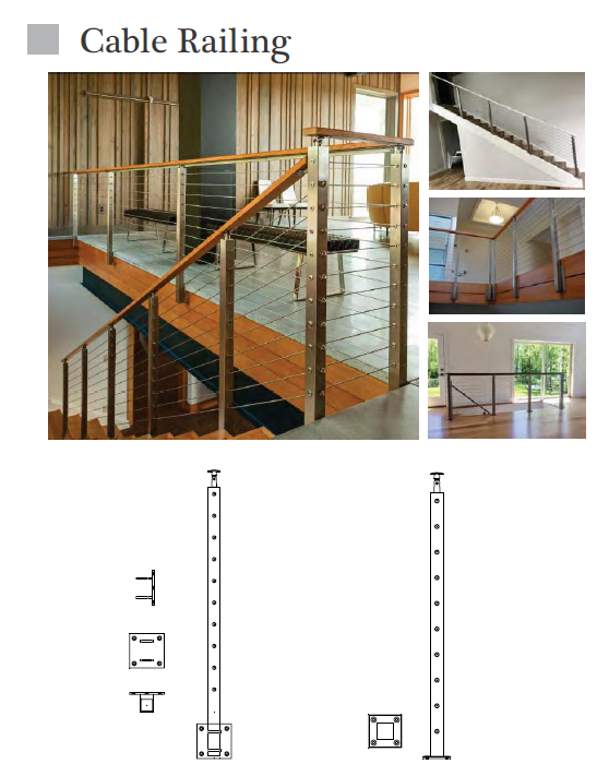 Modern staircase vertical rod railing systems solid tube railing