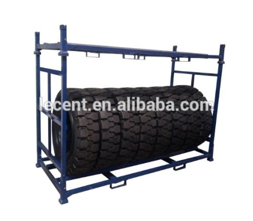 OTR tires storage rack with foldable fence