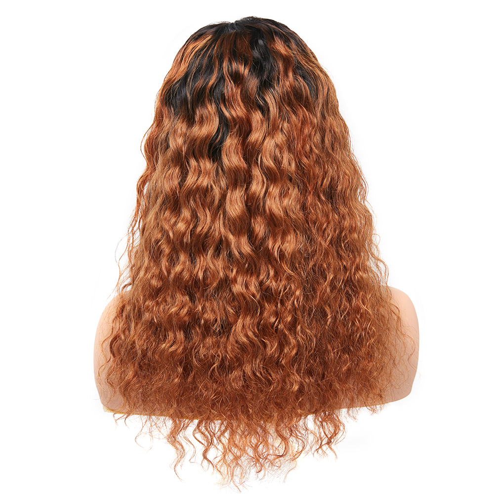 1B/30 Ombre  Partial Mink Virgin Jerry Curl Human Hair Swiss Lace Frontal Wig For African Americans