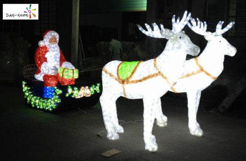 Santa in car christmas decoration light with santa sleigh and reindeer