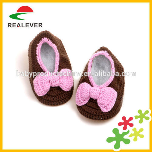 Factory price handmade bow crochet baby shoes RE1210