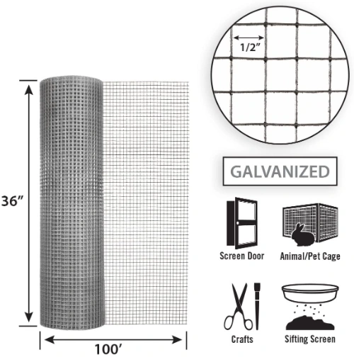 Amazon's Choice UK USA Canada Mesh 1/4 - 4 Inch Galvanized Steel Welded Wire for Fence