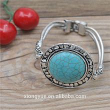 2015 new products large turquoise bead jewelry silver chanis bracelet