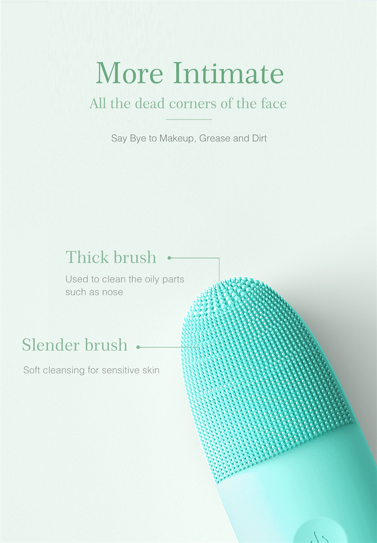 2020 New style sky blue and pink face cleaning device electric silicone facial cleansing brush with Custom logo