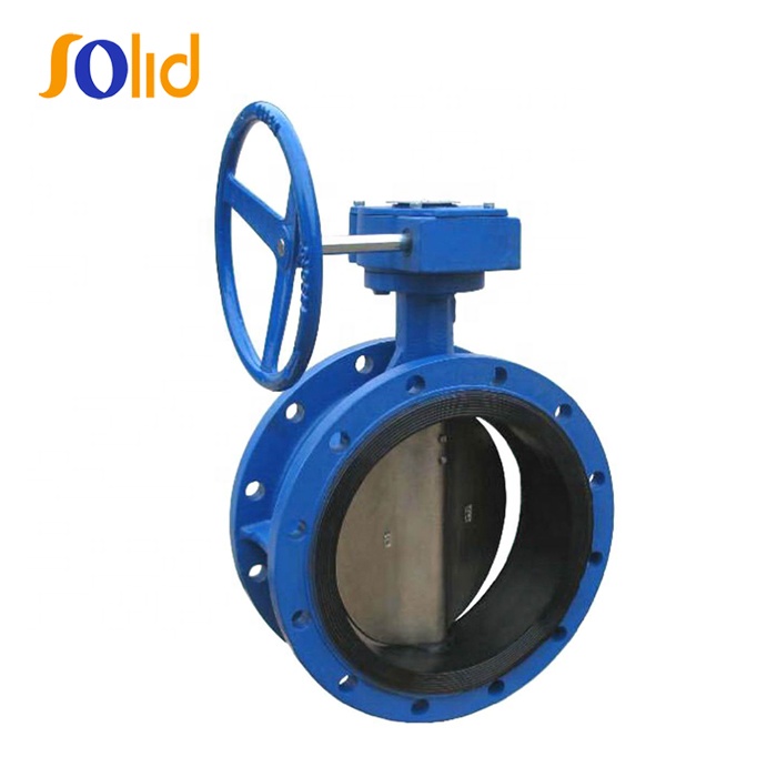 Worm Gear Double Flanged Center Line Resilient Seated Butterfly Valve