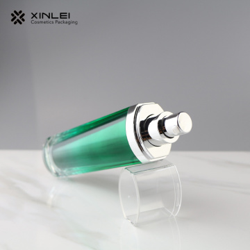 Cosmetic green lotion bottle