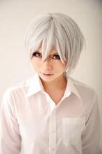 Evangelion Short White Straight Cosplay Hair Wig CW173