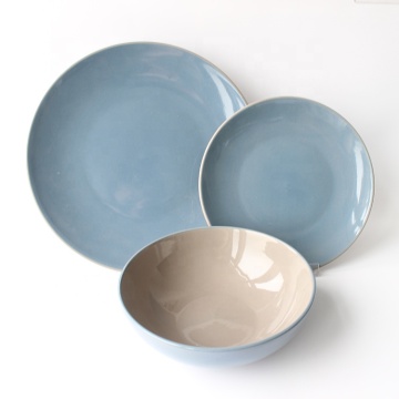 Color Glaze Porcelain Dinnerware Sets For 6 People