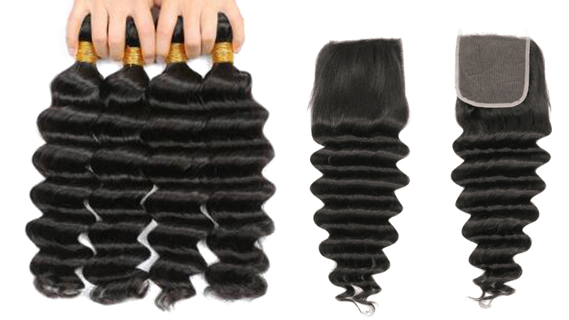 Factory 100% Unprocessed Virgin cuticle aligned malaysian hair loose curl human hair bundle with closure