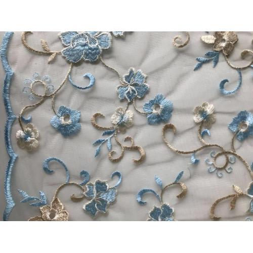 Floral Mesh Embroidery Scallop edge Fabric