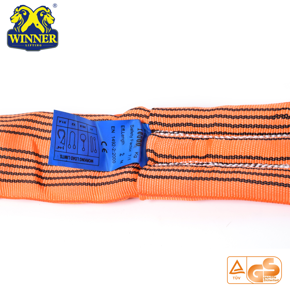 EN1492 Standard Polyester WLL 10 Ton Round Sling For Lifting