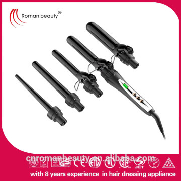 LCD screen, ceramic interchangeable barrels hair curler