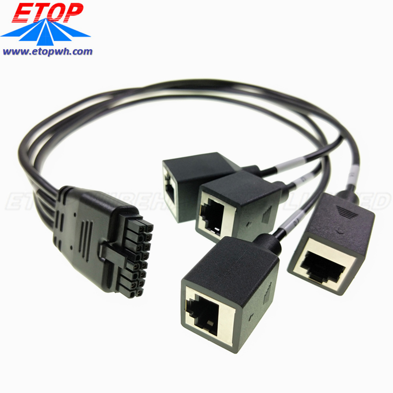 موصلات ذات ملاءمة صغيرة من طاقة Micro-To to 4in RJ45 JACK