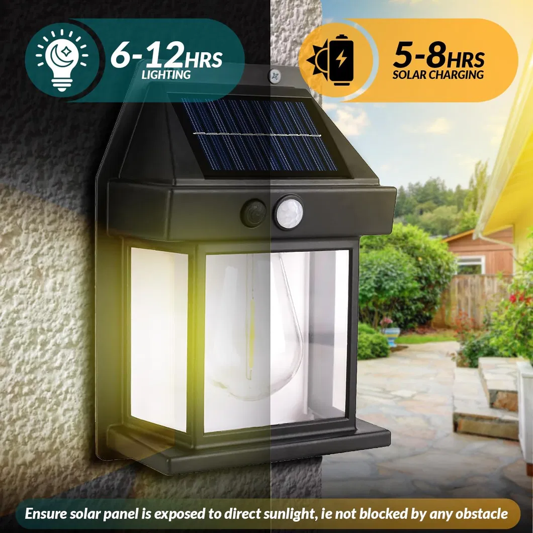 Solar Motion Sensor Outdoor Wall Light with 3 Modes