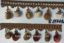 Wholesale Polyester Tassel Fringe, Curtain POM POM Ball Tassel Trim Fringe