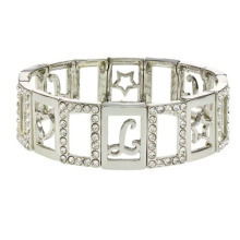 Silver plated square connected bangles with diamond