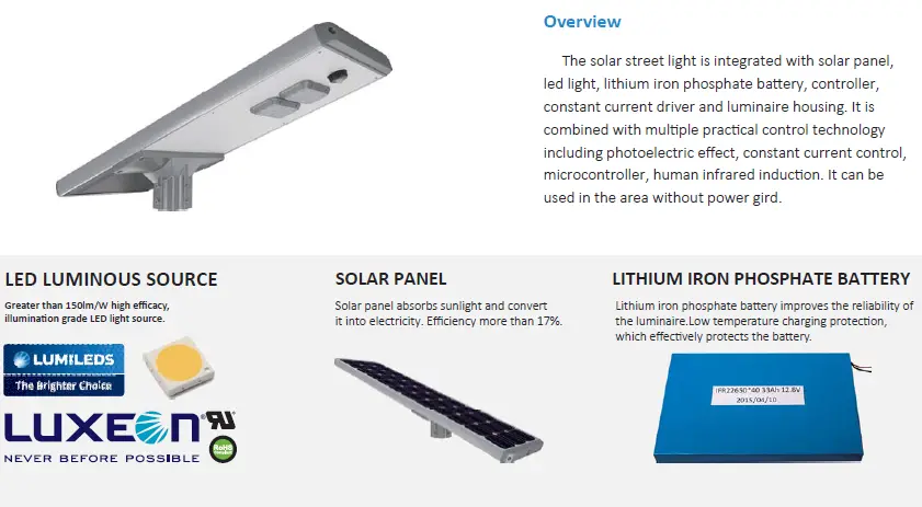 10W 20W 30W 40W 50W 60W Integrated Solar All in One LED Street Light