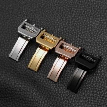 18mm High Quality 316L Stainless Steel Butterfly Watch Band Buckle Strap in Rose Gold and Silver with Folding Clasp for IW-C Watch Replacement