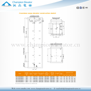 Elevator-Schneider-roomless cargo elevator construction sketch