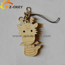 hot sale Wood laser carving key chain with cute dragon shape small thing for gift