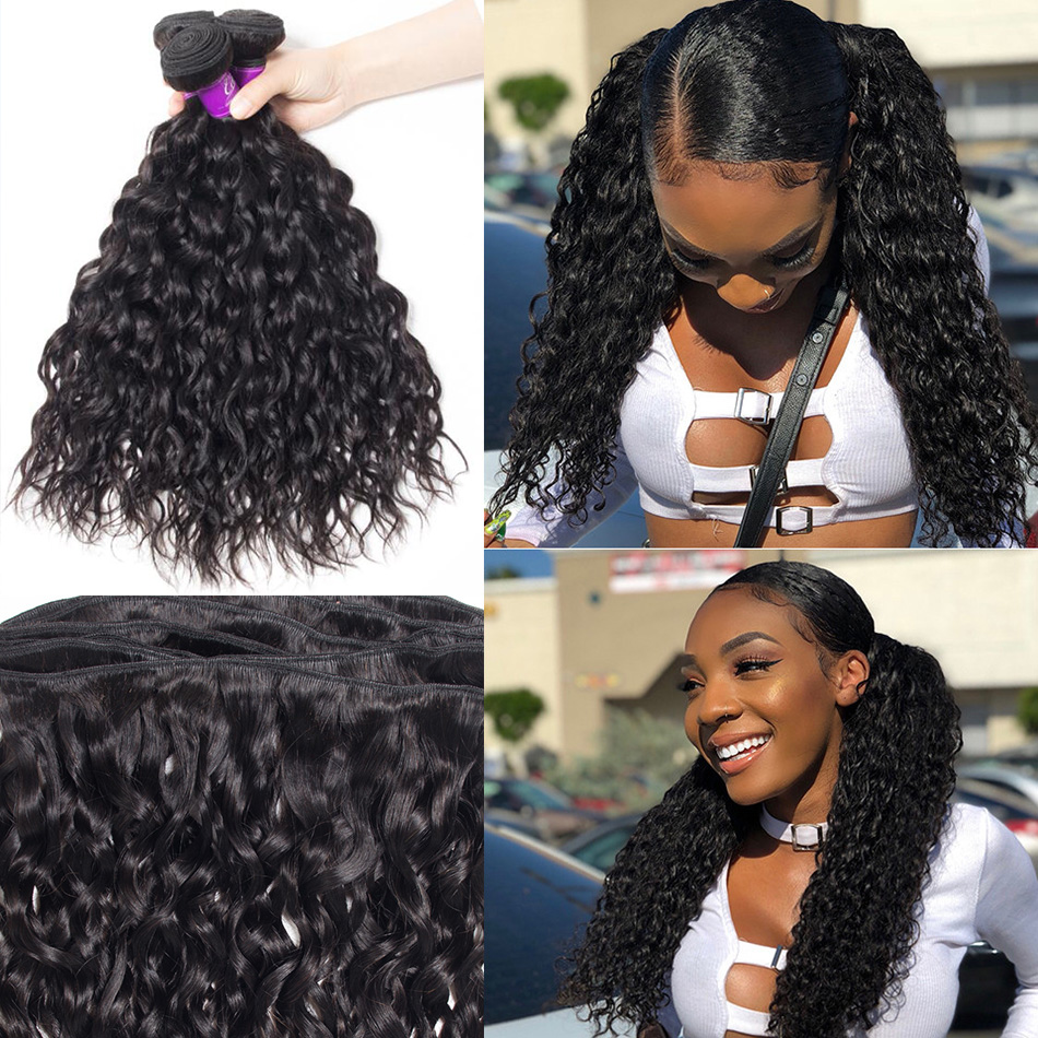 raw cambodian hair water wave hair bundles  cuticle aligned human hair bundles vendors