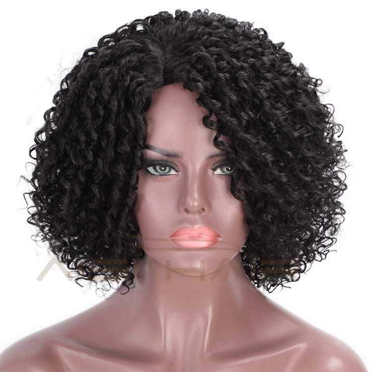 Aisi Hair Black Afro Curly Wigs for Women Side Part Synthetic Short Hair Wig Heat Resistant Fiber Wigs for Africans